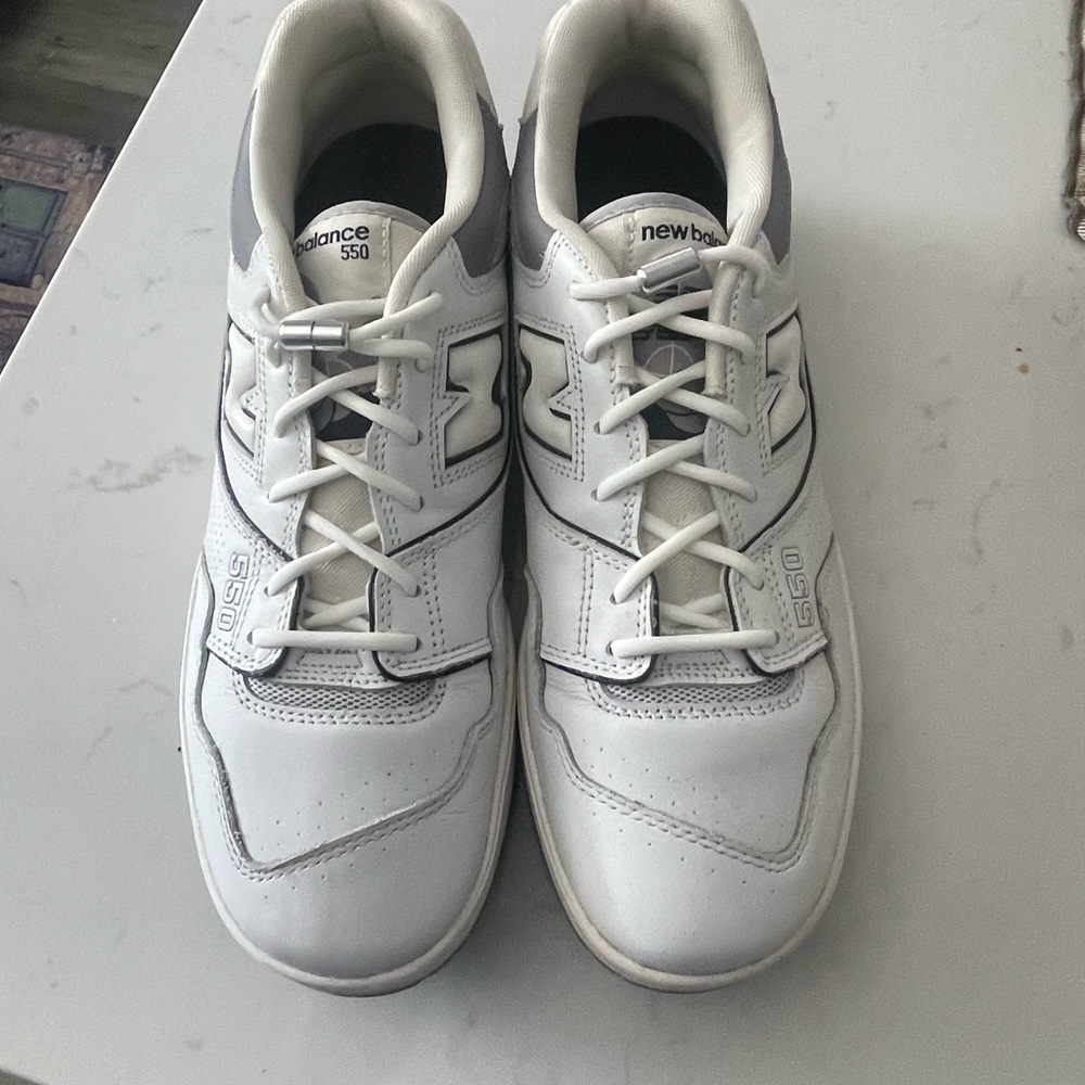 New Balance Men's White and Gray 550 Sneakers - Picture 2 of 5